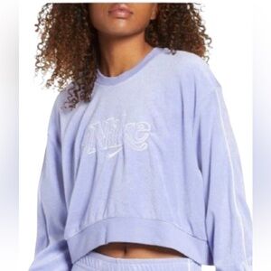 Nike Women's Retro Femme Cropped Sweatshirt Terry Cloth Lilac Size M New
